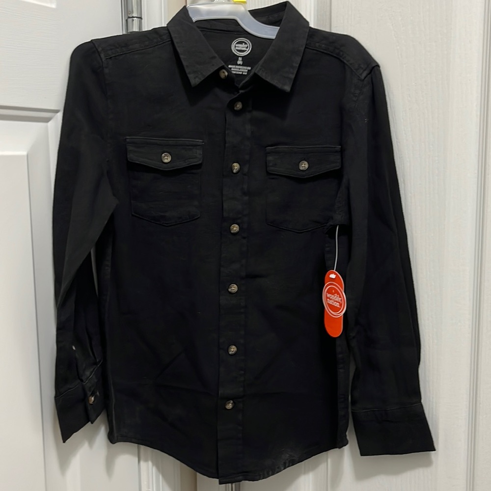 Wonder Nation Woven Shirt in Black for Kids